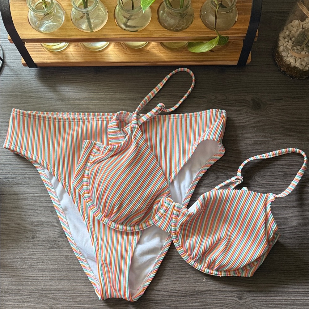 No Boundaries Multicolor Striped Bikini